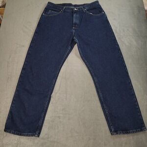 Wrangler Jeans Mens 36 x 30 Blue Cotton Dark Wash Regular Fit Straight Leg